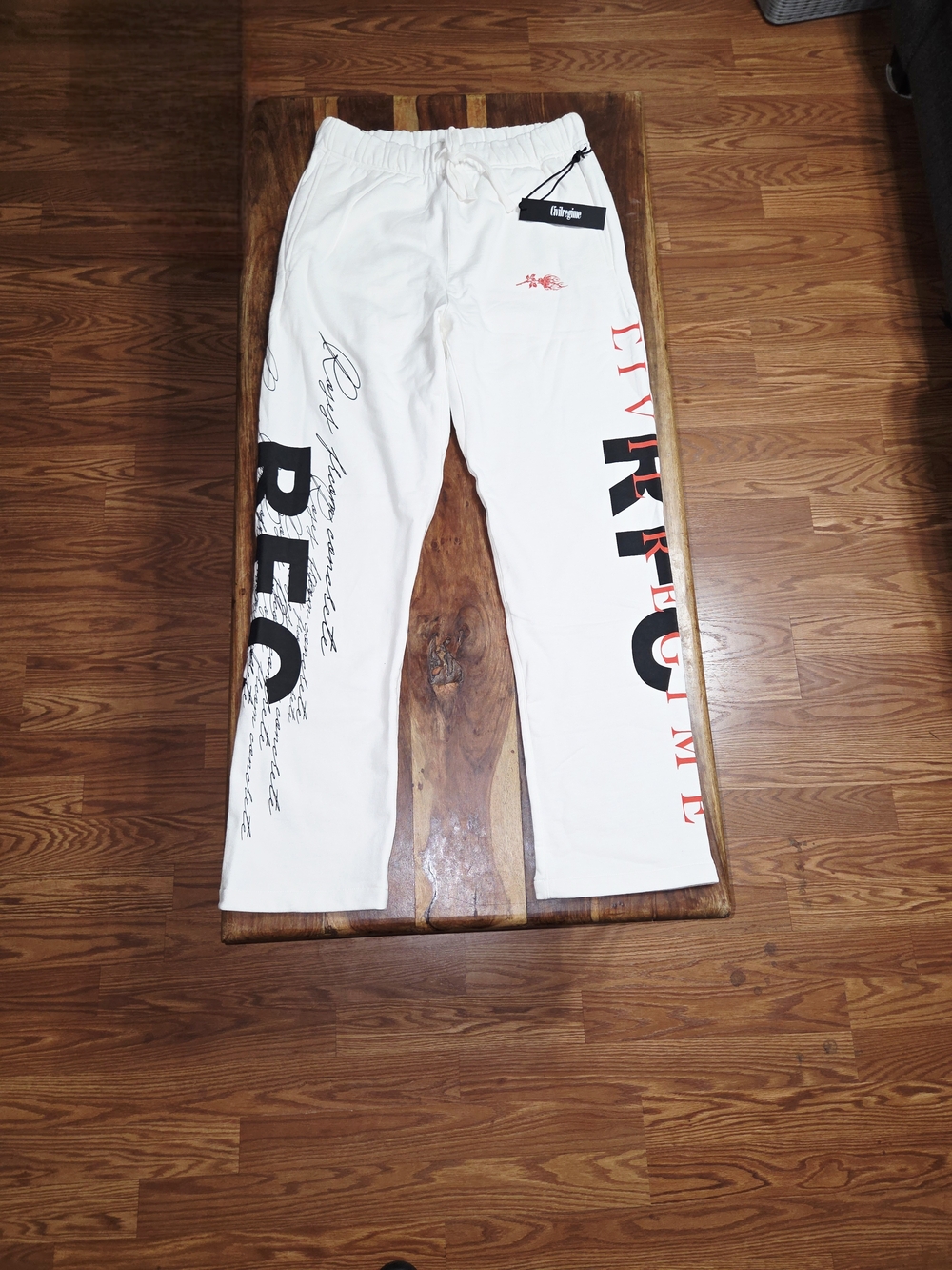 Civil Regime White Graphic Jogger Pants with Bold Side Prints